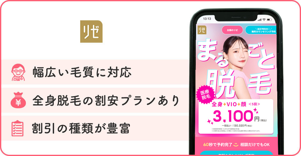 リゼクリニックの医療脱毛特徴まとめバナー
