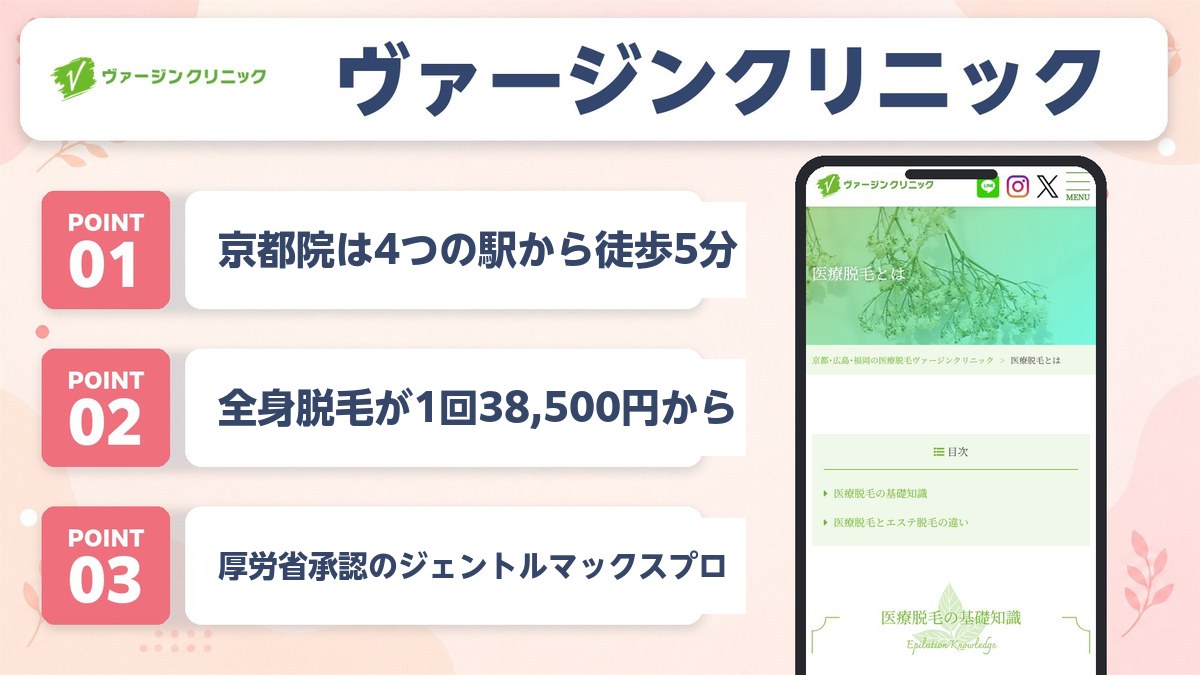 ヴァージンクリニック京都院の特徴3ポイントと公式LP