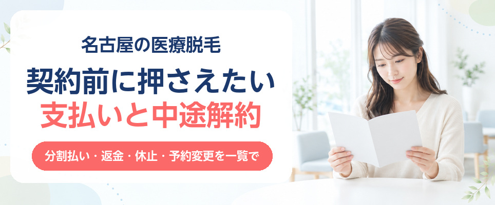 名古屋の医療脱毛で契約前に押さえたい支払いと中途解約