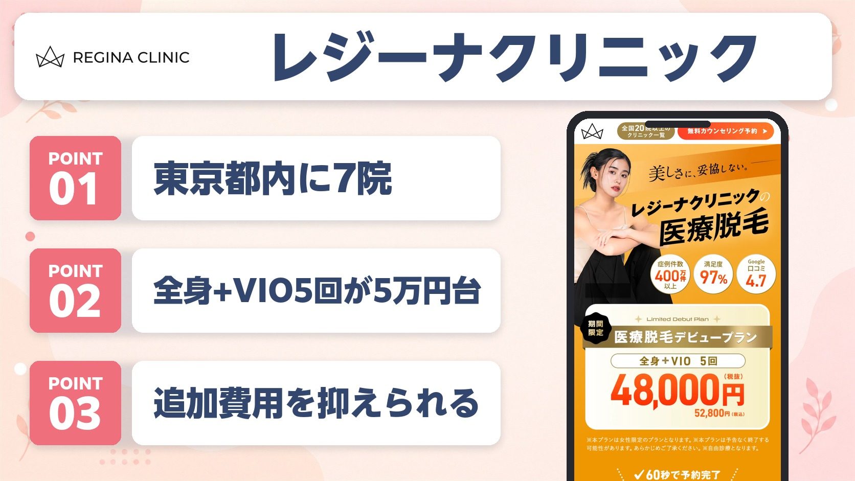 レジーナクリニックの特徴まとめバナー