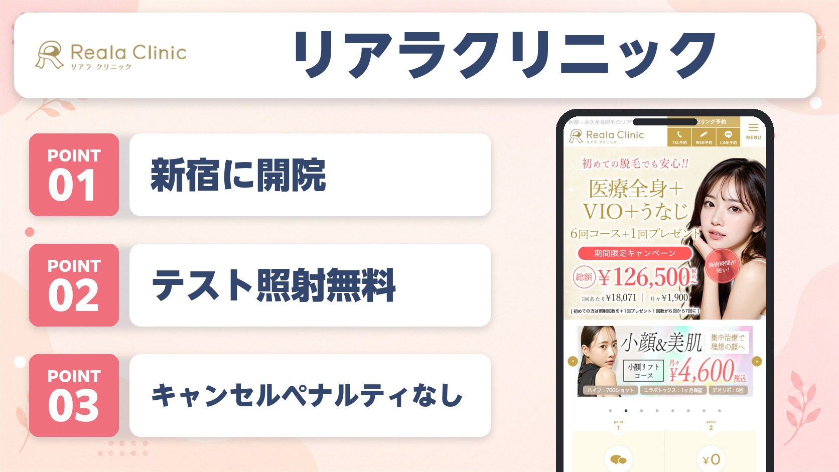 リアラクリニックの特徴まとめバナー