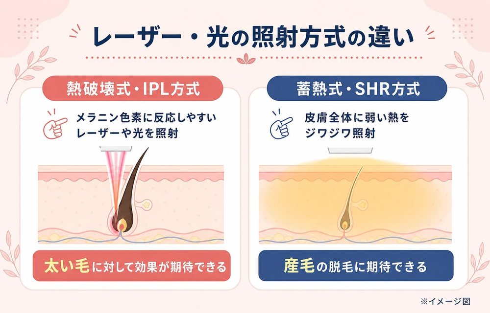 レーザー・光の照射方式の違い一覧