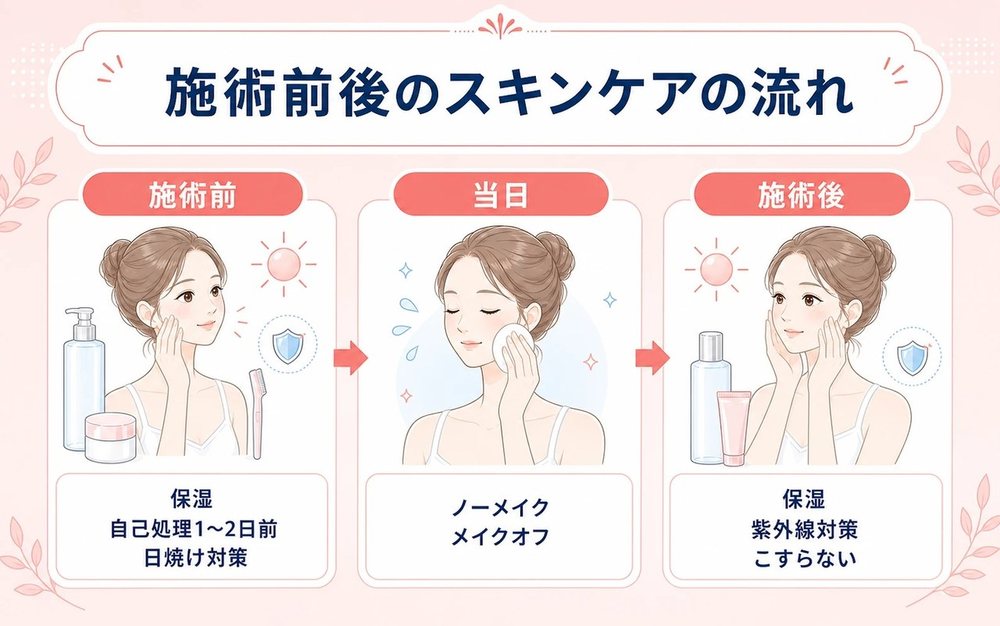 施術前後のスキンケアの流れ