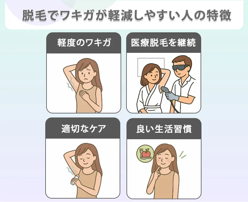 脱毛でワキガが軽減しやすい人の特徴