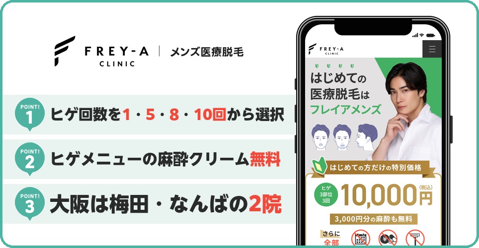 フレイアクリニックメンズのメンズ医療脱毛特徴まとめ