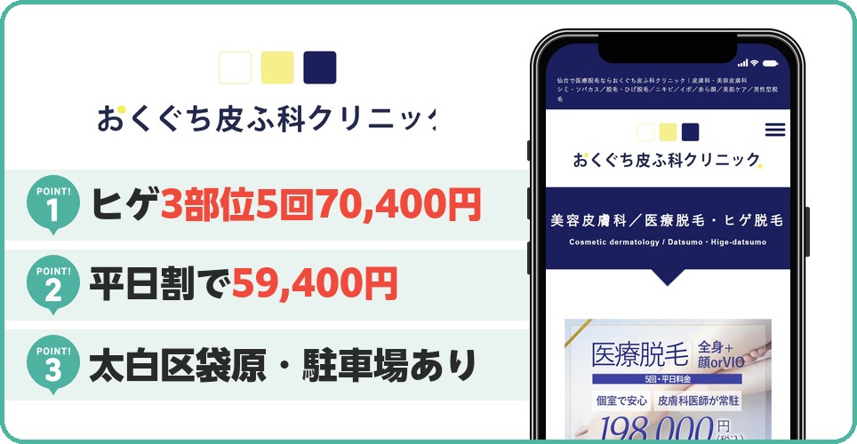 おくぐち皮ふ科クリニックの特徴まとめ