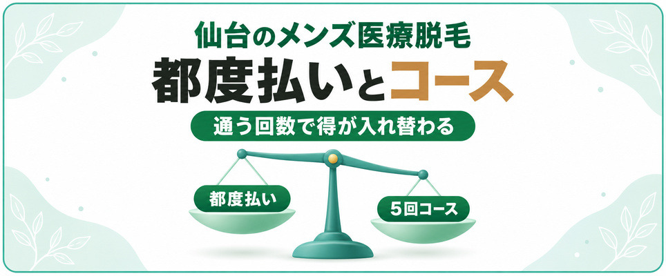 仙台のメンズ医療脱毛の都度払いと5回コース