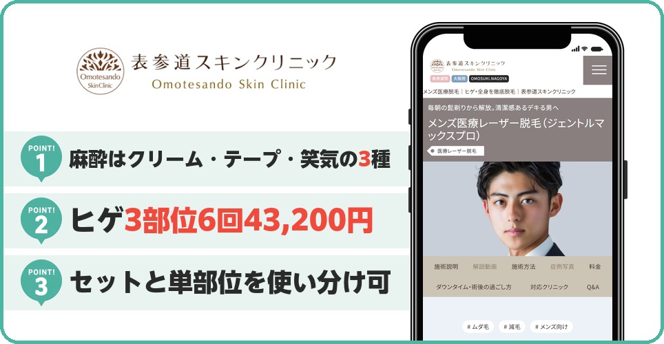 表参道スキンクリニックのヒゲ脱毛特徴まとめ