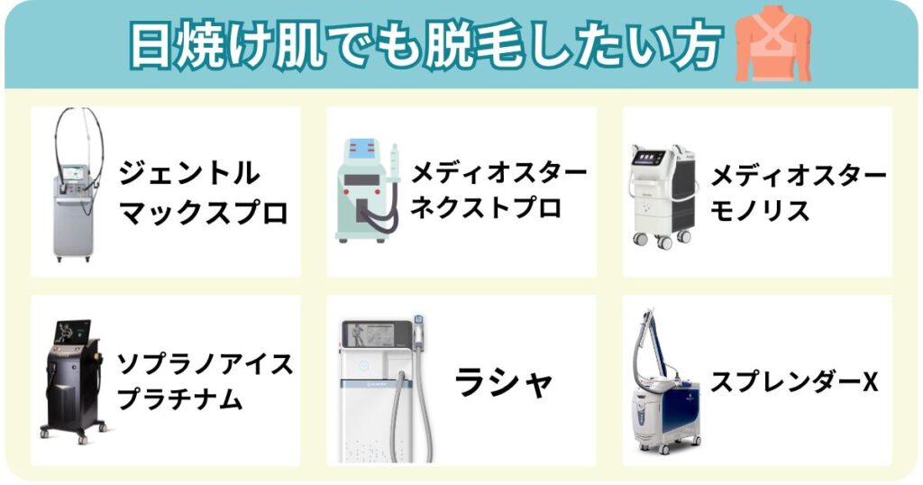 日焼け肌でも脱毛したい方におすすめの医療脱毛機