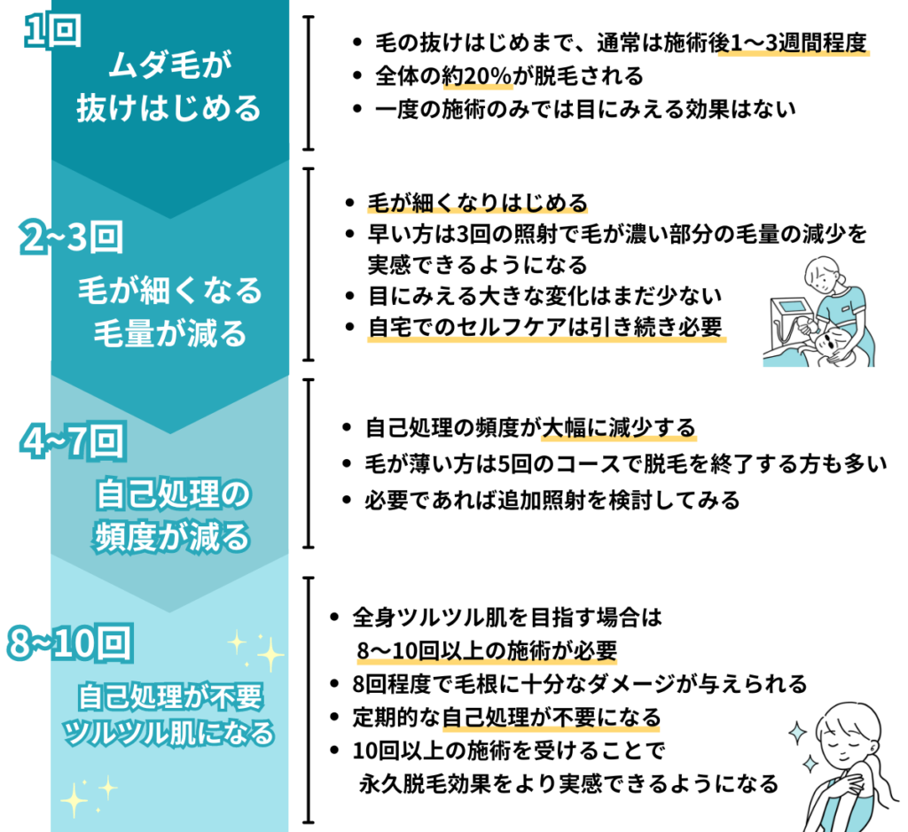 メンズ医療脱毛に必要な施術回数・期間