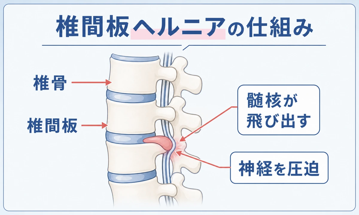 椎間板ヘルニアとは？原因と主な症状