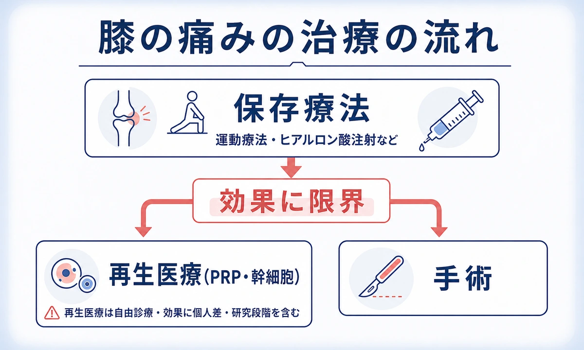 膝のヒアルロン酸注射以外の治療法との比較