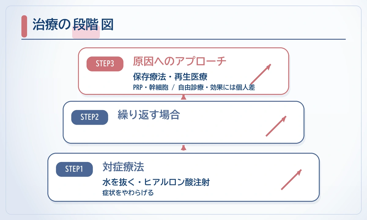 膝に水がたまる治療は水抜きの限界から根本治療へ