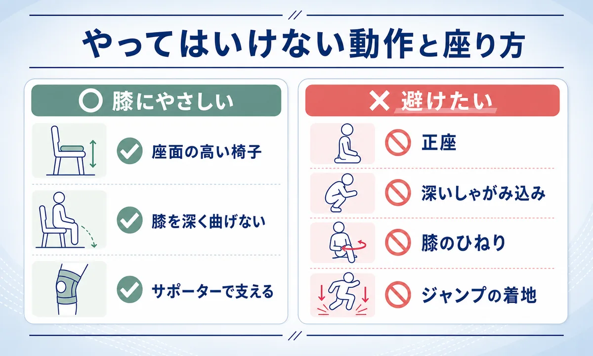 半月板損傷でやってはいけないこと (NG行為)