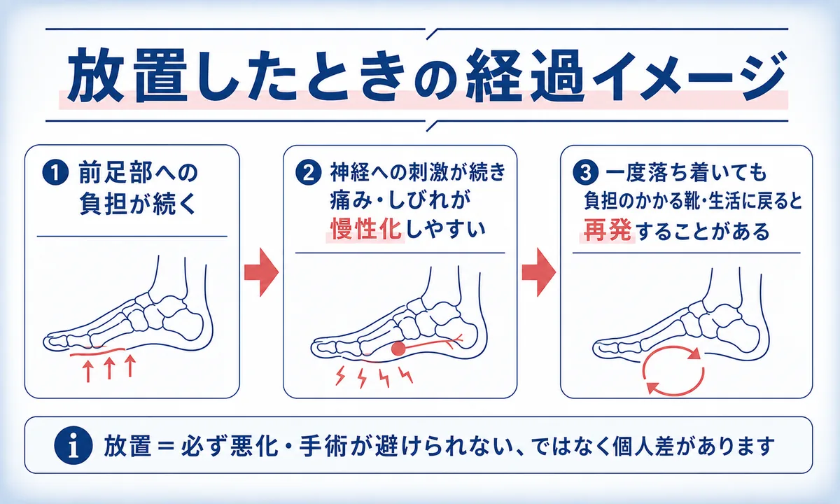 モートン病を放置するとどうなる?治るまでの経過