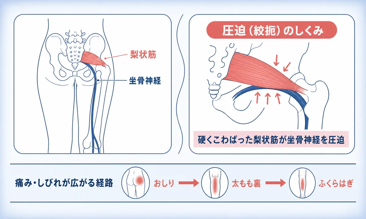 梨状筋症候群とは？梨状筋と坐骨神経の解剖を解説