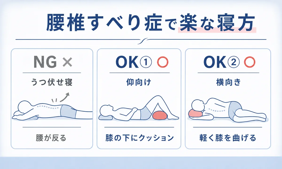 腰椎すべり症でやってはいけない寝方と楽な寝方