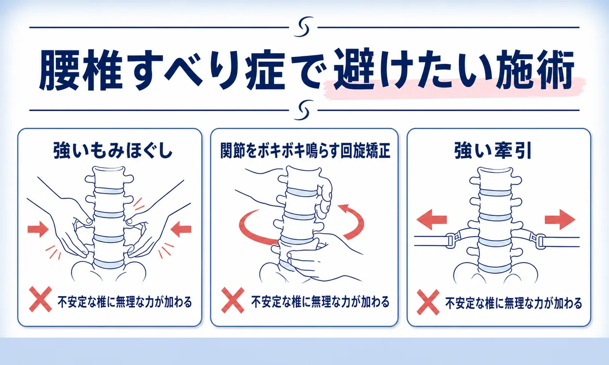 腰椎すべり症はマッサージ・整体で悪化する？
