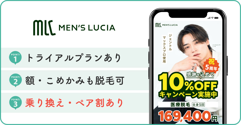 メンズルシアクリニックのヒゲ脱毛特徴まとめ