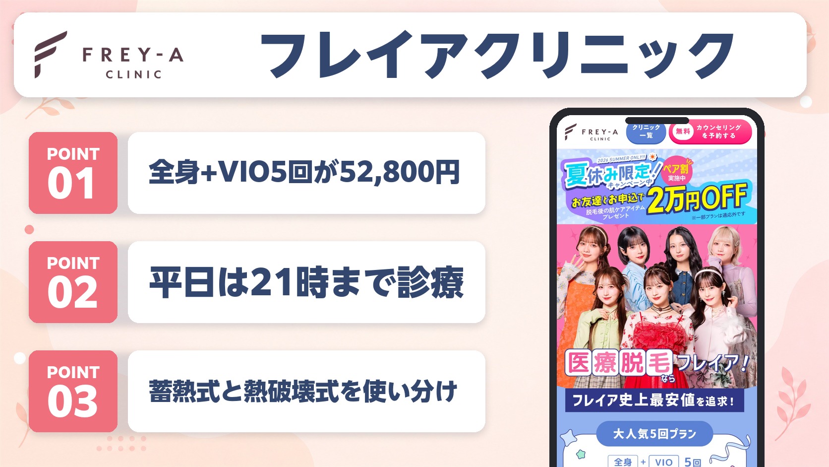 フレイアクリニック千葉院の特徴まとめ
