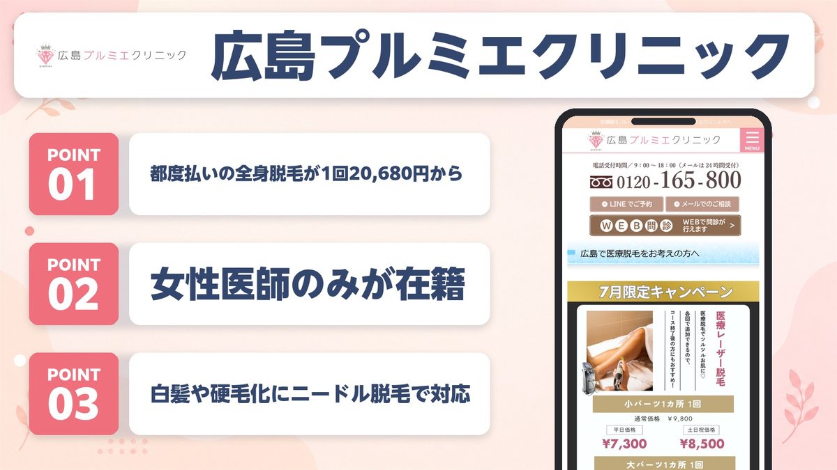 広島プルミエクリニックの特徴3ポイントと公式LP