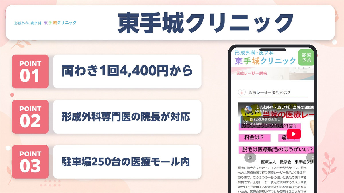 東手城クリニックの特徴3ポイントと公式LP