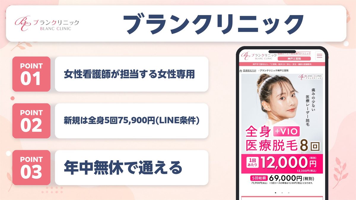 ブランクリニック神戸三宮院の特徴まとめ