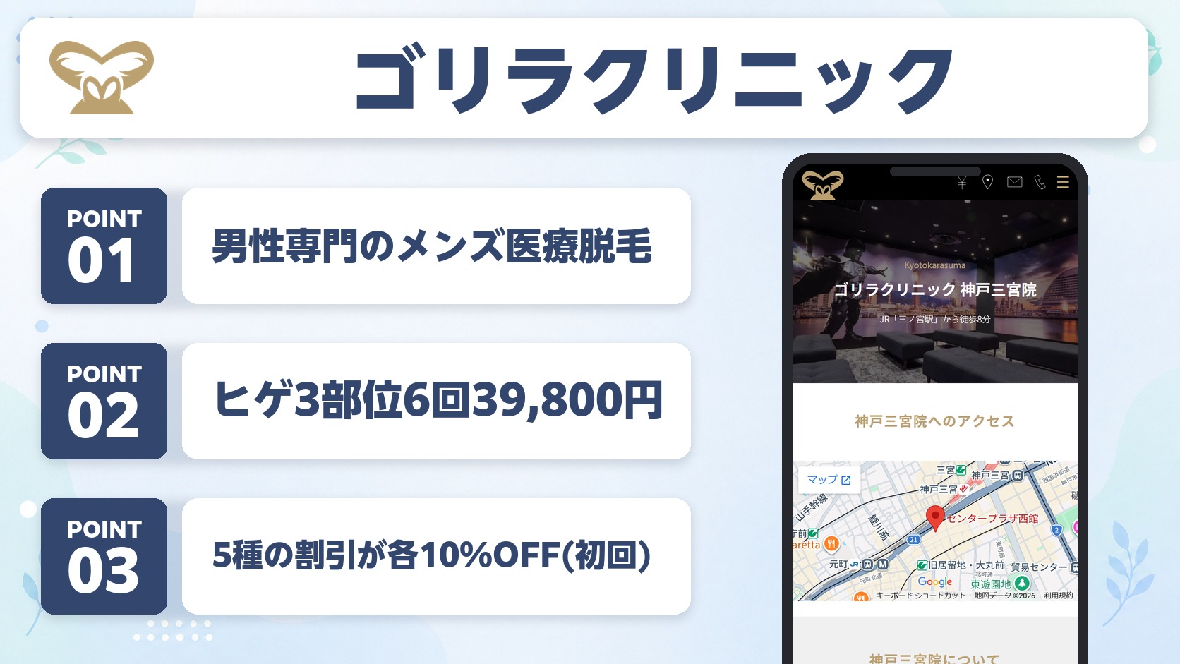 ゴリラクリニック神戸三宮院の特徴まとめ