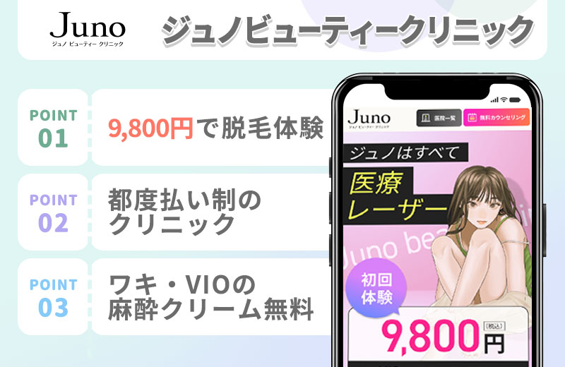 ジュノビューティークリニックの医療脱毛特徴まとめ