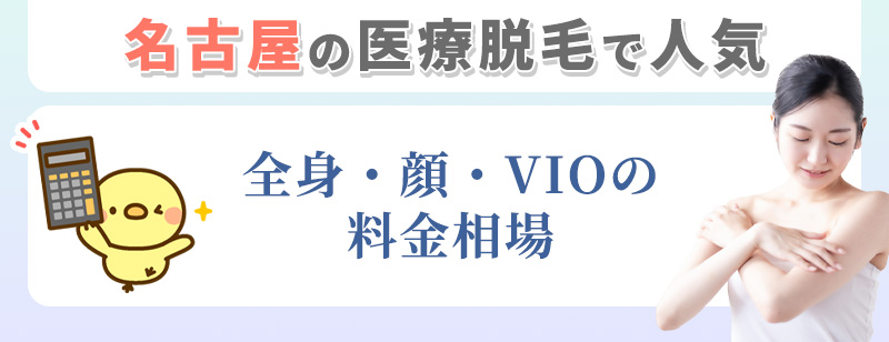 名古屋で人気全身、顔、VIOの医療脱毛の料金相場