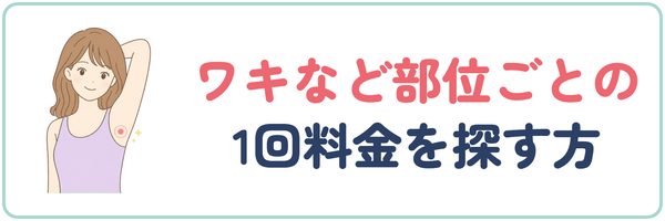 ワキなど部位ごとの1回料金を探す方