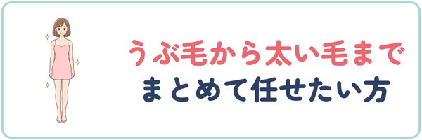 うぶ毛から太い毛までまとめて任せたい方