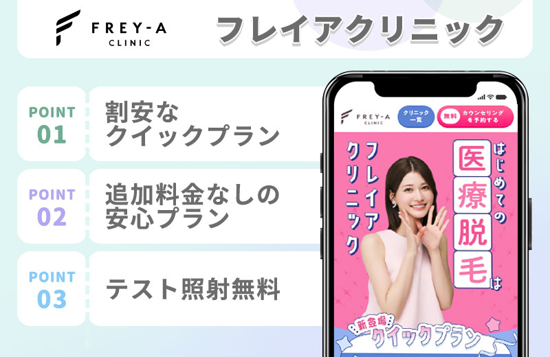 フレイアクリニックの医療脱毛の特徴まとめバナー