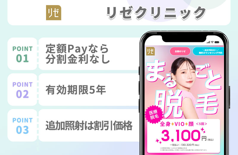 リゼクリニックの医療脱毛の特徴まとめバナー