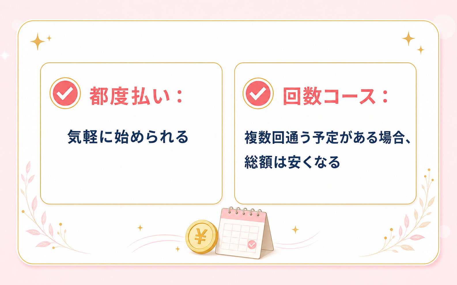 都度払いと回数コースのメリットまとめ