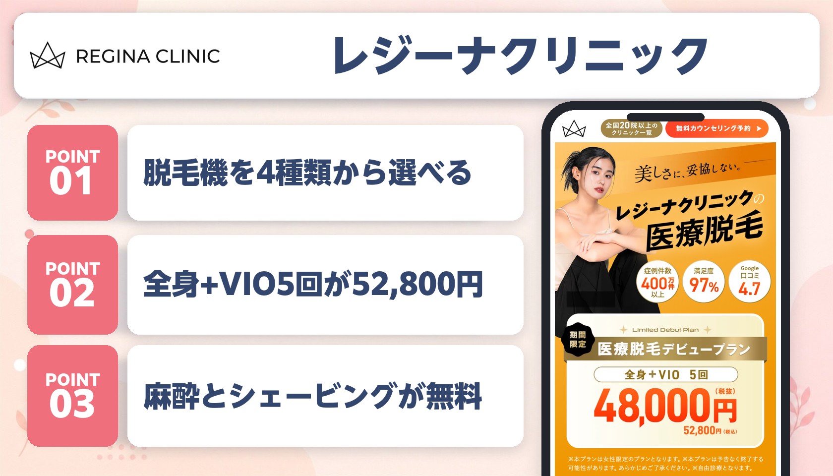 レジーナクリニック横浜院の特徴まとめ
