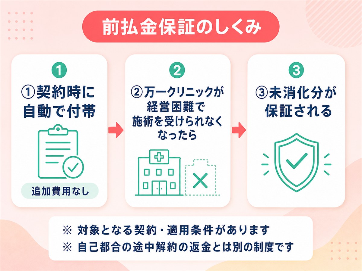 レジーナクリニックの前払金保証のしくみを示す図解